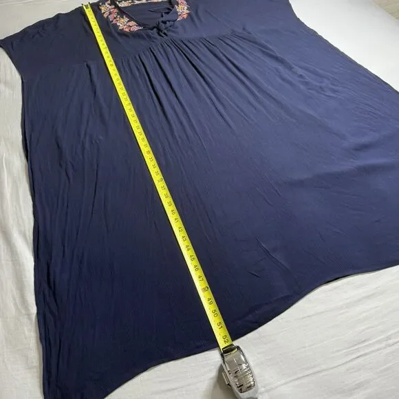 Johnny Was Golda Maxi Kaftan Large Navy Blue Swim Dress Cover Up Boho Floral - Picture 8 of 10